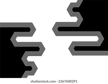 Abstract striped pattern with a transition from black to white parallel
 bent lines in retro style. Striped pattern. Modern vector background.