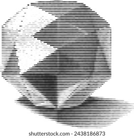 Abstract striped polyhedron illustration with shadow effect.