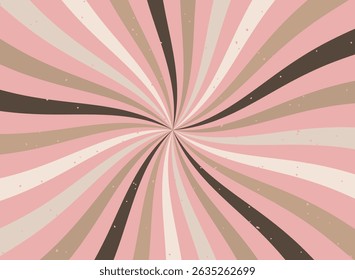 Abstract striped pop art pattern with a pink candy backdrop. Whirlpool and twisted swirl design, resembling a lollipop pattern, perfect for playful, vibrant visuals.
