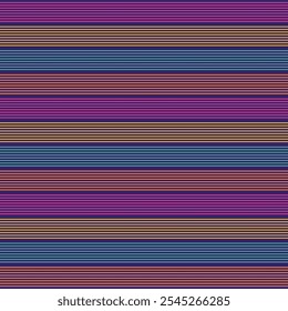 Abstrakt gestreifte nahtlose geometrische Vektor bunte Muster. Muster mit sich wiederholenden dünnen Streifen. Farbvektor nahtloser Hintergrund. Einfache geometrische Muster. Design für Hintergrund, Kleidung, Verpackung.