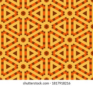 Abstract striped seamless pattern. Striped line ornamental geometric background. Geo shapes. Wrapping paper, textile, fabric. Vector illustration.               