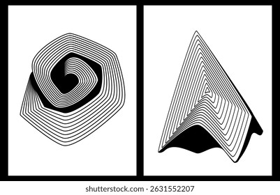 abstract striped shapes forms prints template, isolated vector illustration graphic 