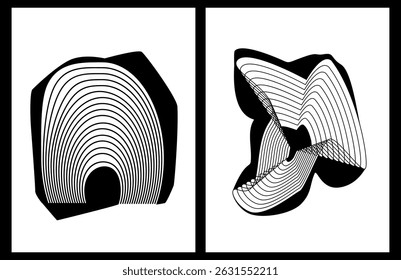 abstract striped shapes forms prints template, isolated vector illustration graphic 