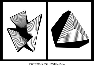 abstract striped shapes forms prints template, isolated vector illustration graphic 
