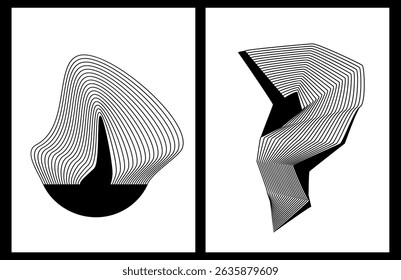 abstract striped shapes forms prints template, isolated vector illustration graphic 