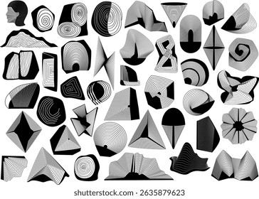 abstract striped shapes forms prints template, isolated vector illustration graphic 