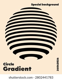 Abstract Striped Sphere Gradient Line Pattern Minimal Geometric Modern Optical Background Monochrome Vector Illustration