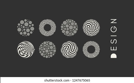 Abstract striped spheres background. Vector illustration in futuristic style.