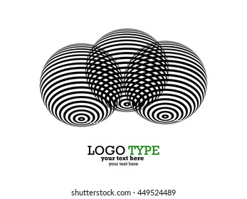 Abstract striped spheres.Sphere vector design.Logo design elements.