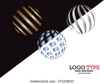 Abstract striped spheres.Sphere vector design.Logo design elements.