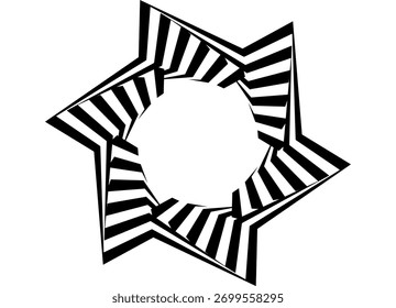 Abstract striped star. Frame. Black Vector pattern on white background. Design element for covers, advertising, packaging, web design, explosion. Modern vector background with place for text. Logo