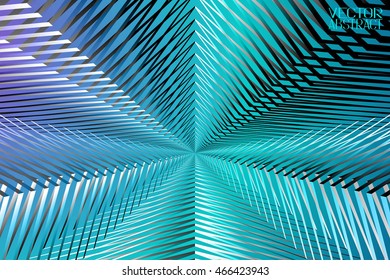 Abstract Striped Structural Pattern. Colorful Tunnel in The Form of Star. Vector. 3d Illustration