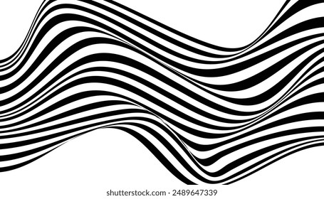 Abstract striped texture with bold monochrome waves. optical illusion effect
