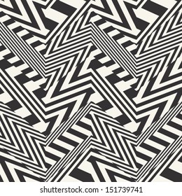 Abstract striped textured chevron optical illusion. Seamless pattern. Vector.