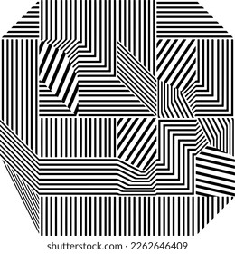 Abstract striped textured geometric pattern. Vector.