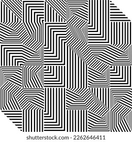 Abstract striped textured geometric pattern. Vector.