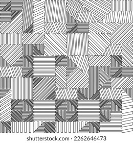Abstract striped textured geometric pattern. Line Art Pattern.