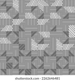 Abstract striped textured geometric pattern. Line Art Pattern.