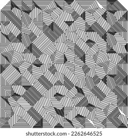 Abstract striped textured geometric pattern. Line Art Pattern.