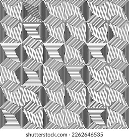 Abstract striped textured geometric pattern. Line Art Pattern.