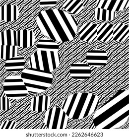 Abstract striped textured geometric pattern. Vector.