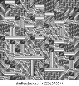 Abstract striped textured geometric pattern. Line Art Pattern.