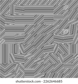 Abstract striped textured geometric pattern. Vector.