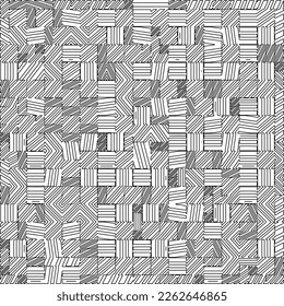 Abstract striped textured geometric pattern. Line Art Pattern.