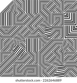 Abstract striped textured geometric pattern. Vector.