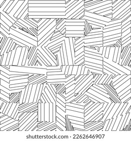 Abstract striped textured geometric pattern. Line Art Pattern.