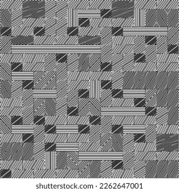 Abstract striped textured geometric pattern. Line Art Pattern.