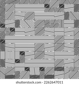 Abstract striped textured geometric pattern. Line Art Pattern.