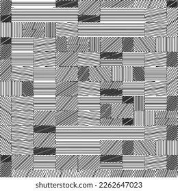 Abstract striped textured geometric pattern. Line Art Pattern.