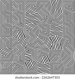 Abstract striped textured geometric pattern. Vector.