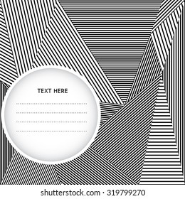 Abstract striped textured geometric pattern. Vector Background with circular cutout space for text.
