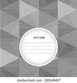 Abstract striped textured geometric pattern. Vector Background with circular cutout space for text.