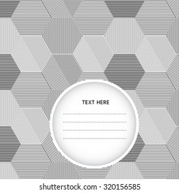Abstract striped textured geometric pattern. Vector Background with circular cutout space for text.

