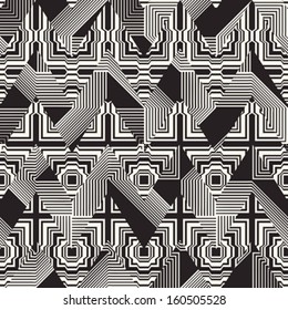 Abstract striped textured geometric seamless pattern. Vector.