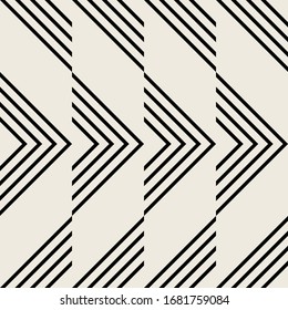 Abstract striped textured geometric seamless pattern. Vector simple monochrome modern ornament.