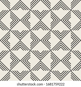 Abstract striped textured geometric seamless pattern. Vector simple monochrome modern ornament.