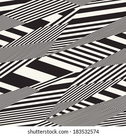 Abstract striped textured geometric seamless pattern. Vector.