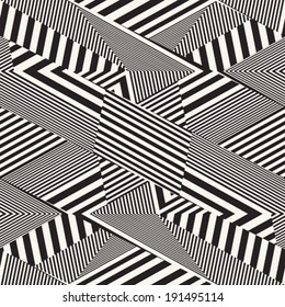 Abstract striped textured geometric seamless pattern. Vector.