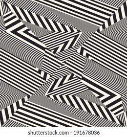 Abstract striped textured geometric seamless pattern. Vector.