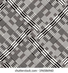 Abstract striped textured geometric seamless pattern. Vector.