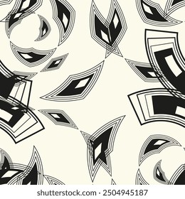 Abstract striped textured geometric seamless pattern. Vector.