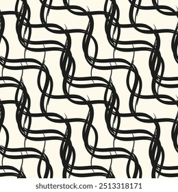 Abstract striped textured geometric seamless painting. Vector