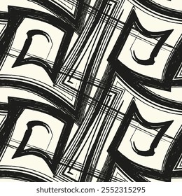Abstract striped textured geometric seamless pattern. Vector.