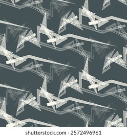 Abstract striped textured geometric seamless pattern. Vector.