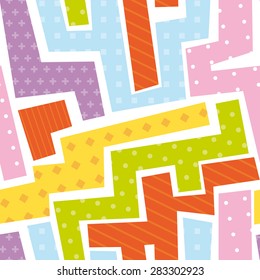 Abstract striped textured geometric seamless pattern. Vector.