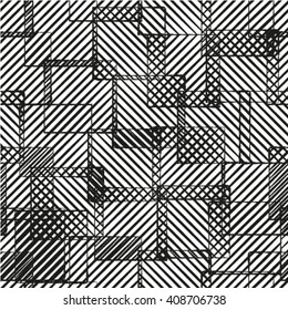 Abstract striped textured geometric seamless pattern. Vector.